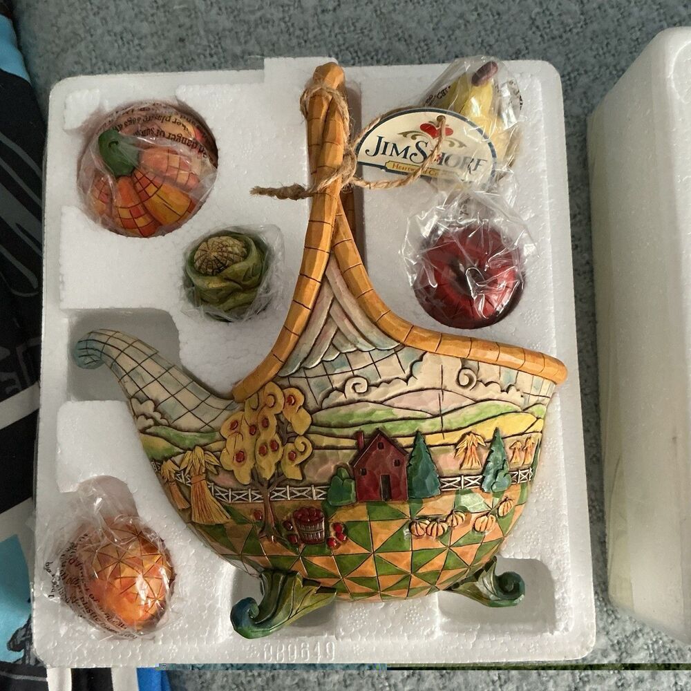 Jim Shore Basket of Plenty 4009015 Harvest Set of 6 2007 NIB Retired